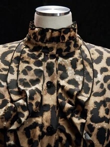Sunspun Camisa de cuello con estampado de leopardo de talla grande - Multicolor - Ver 3
