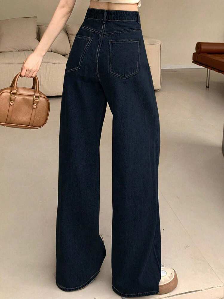 Women's Loose Fit Flare Leg Long Denim Jeans