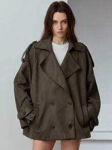 Aveloria Modichic 2 Stücke Set: Jacke mit Wildleder-Kragen und einfarbiger Mini-Rock für Damen