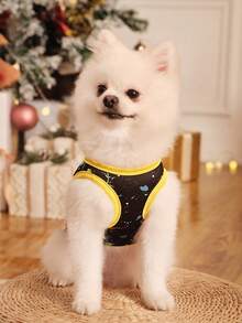 PETSIN 1pc Breathable Pet Locator Vest Dinosaur Print For Christmas