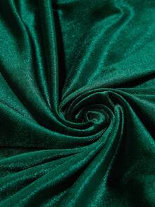 Cravure Christmas Plus Size Velvet Asymmetric Ruffle High Slit Dress For Women Fall - Green - View 7