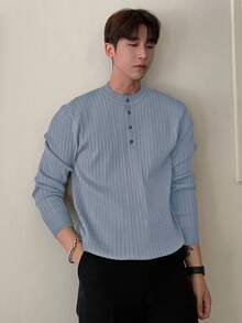 DAZY 男士半扣罗纹针织秋季毛衣