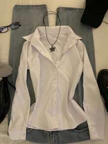 Rina Fox Fitted Waist White Blouse - White - View 1