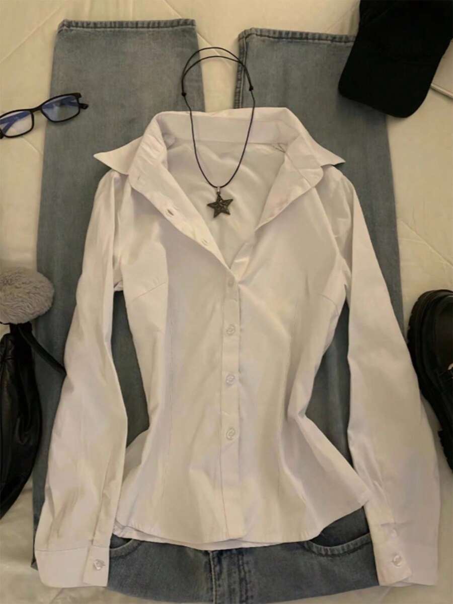 Rina Fox Fitted Waist White Blouse - White - View 1