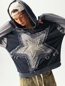 Bohemela 女士休闲纯色针织连帽长袖宽松水洗运动衫秋冬女装 - 彩色 - 查看 5