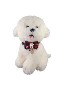 PETSIN 1 Collar con lazo navideño; Collar con estampado de copos de nieve de la serie navideña; Collar de gato; Collar de perro; Tamaño ajustable; Accesorios para mascotas; Suministros para mascotas.