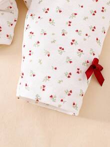 SHEIN Neugeborenen Soft & Komfortabel Rundhals Schleife Dekor Langarm Oberteil und Hose Set, Herbst/Winter