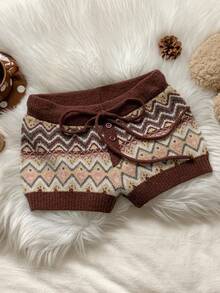 Comfortcana Plus Size Fair Isle Jacquard Knit Sweater & Pants Set - Multicolor - View 2