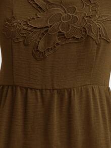 Nöista Women's Elegant Solid Color Ruched Decor Maxi Slip Dress - Chocolate Brown - View 6