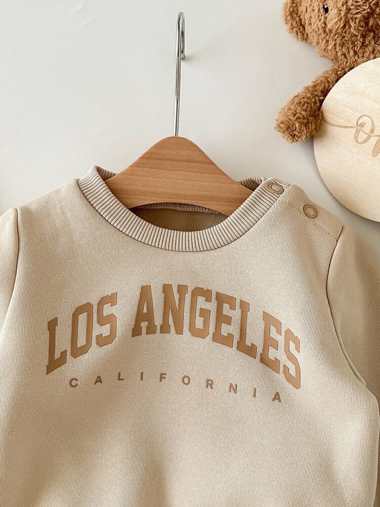 新生女婴可爱休闲针织卡其色长袖运动衫、裤子和羊毛夹克套装 - 卡其色 - 查看 8