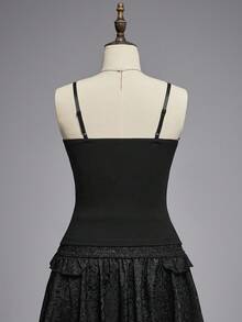 ROMWE EDITION Bộ đồ liền thân thêu ren chắp vá Gothic Cross Pendant Romantic dành cho nữ - màu đen - Xem 2