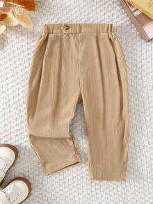 Souflis Souflis 1 件装男婴休闲复古舒适灯芯绒褶皱裤，适合日常穿着