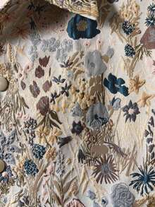 ROMWE MEN Men's Floral Print Button Front Casual Long Sleeve Jacket And Coat - Brown - View 2