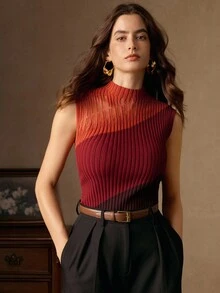 Anewsta New Elegant High-End Fitted Sleeveless Tank Top - Multicolor - View 4