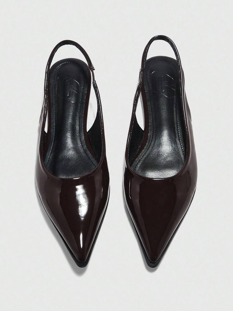 CUCCOO BIZCHIC Women's Simple Solid Color Pointed Toe Flats, Casual Commuter Basic Matching Coffee Color Backless Flat Shoes, Suitable For Workplace For Christmas Spring Shoes