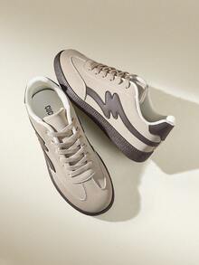 CUCCOO EASI 2025年新款春季女款复古百搭休闲运动平底鞋 - 米色 - 查看 6