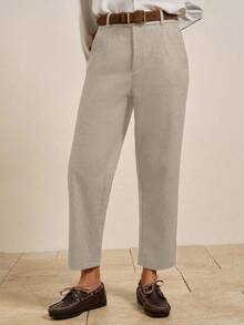 Women's Herringbone Pocket Tapered Casual/Work Pants - Beige - View 3