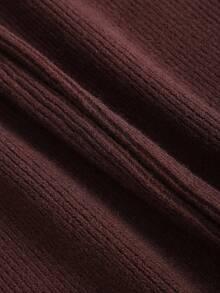 SHEIN Unity Bộ 2 áo len dài tay màu nâu không đối xứng vai và quần dài thoải mái cho nữ, Thu/Đông - màu nâu - Xem 11