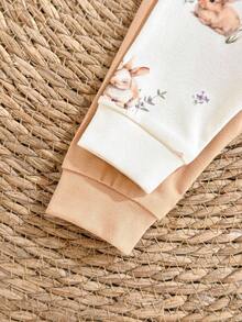 Loomiva 2pcs/Set Newborn Baby Boy/Girl Cartoon Animal Pattern Knitted Soft Elastic Waist Pants Set Graphic