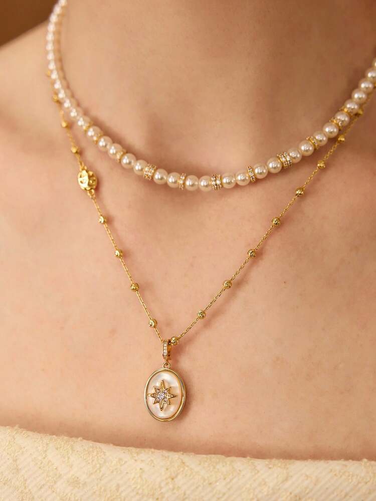 FAUX PEARL MULTILAYER NECKLACE