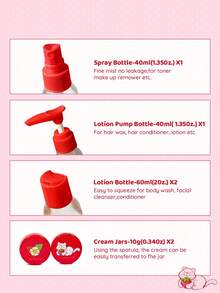 Strawberry Shortcake X SHEIN Cartoon Character Transparent Spray Bottles, Gift Ideas - Red - View 4