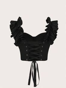 SHEIN MOOSTA 女士加大囗號蕾絲肩帶上衣