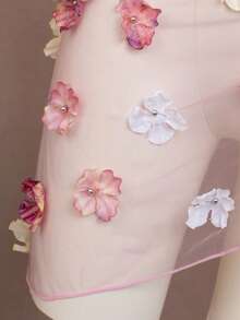 Bellisia Váy che bãi biển màu hồng sen bán trong suốt họa tiết hoa mùa hè mới dành cho nữ - Nhiều màu - Xem 5