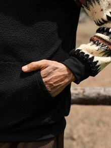 Manfinity Nomadique Men's Casual Retro Geometric Pattern Pocket Hoodie, Autumn/Winter Western Hoodies Western Mens Clothing Cowboy Hoodies For Men Daily Leisure, Weekend Trips, Outdoor Activities, Travel Expeditions, Relaxed Work Environments Or Semi-Formal Occasions,Boyfriend/Husband Gift, Anniversary Gift