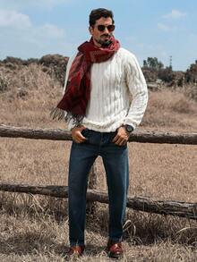 Manfinity Nomadique Men's Casual Solid Color Pullover Sweatshirt, Autumn/Winter Cashmere Men S Clothing Knit Wear Men Men Winter Clothes Mens Fall Collection Men Scarf Daily Leisure, Weekend Trips, Outdoor Activities, Travel Expeditions, Relaxed Work Environments Or Semi-Formal Occasions,Boyfriend/Husband Gift, Anniversary Gift