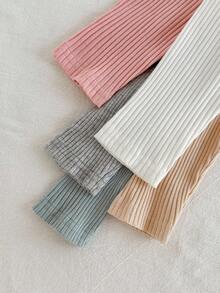 Loomiva 5 Stücke Baby Mädchen Einfarbig Weich Gestrickt Elastische Taille Hosen Set