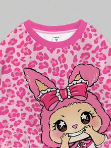 SHEIN Happikins 2 Stücke/Set Mädchen Lässig Süß Lustiges Cartoon Muster, Süßes Rosa Leoparden Muster, Rundhals Langarm Sweatshirt und Leggings Set, Geeignet für Herbst/Winter Herbst Mädchen Leggings Set Rosa Mädchen Outfit Sweatshirt Set für Mädchen - Verschiedenfarbig - Übersicht 4