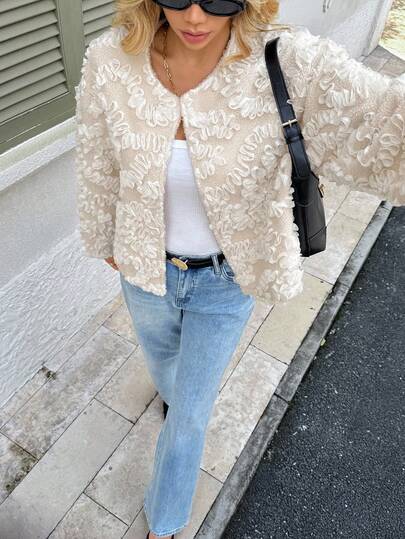 Serisse Women's Casual Fashionable And Elegant 3D Faux Fur Decorated Jacket, In Fall/Winter