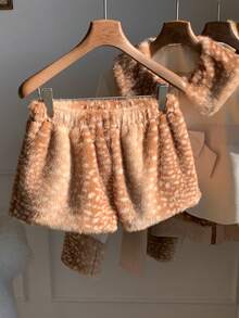 Comfortcana 女式动物印花松紧腰宽松时尚毛绒短裤 - 彩色 - 查看 5