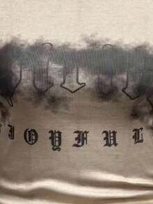 Sunspun Plus Size Women's Sexy Summer Street Digital Letter Print Colorblock High Stretch Short Sleeve T-Shirt