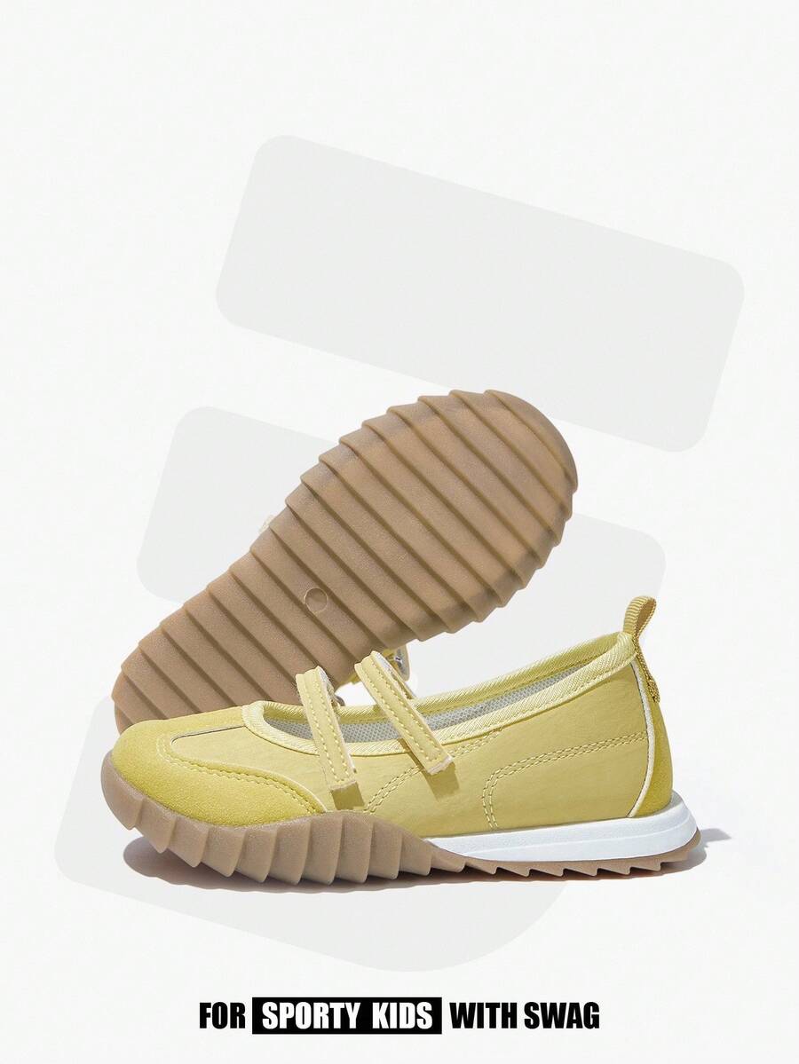 JNSQ 1 Pair Back To School Versatile, Lightweight, Non-Slip, Retro Style Casual Flat Ballet Flats, Children Sports Shoes - Light Yellow - View 1