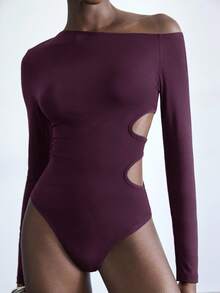 Maija Dam höst/vinter ihålig design ärmlös bodysuit, sexig avslappnad strandsemesterfesttopp, lämplig för urban business casual - Bourgogne - Visa 4