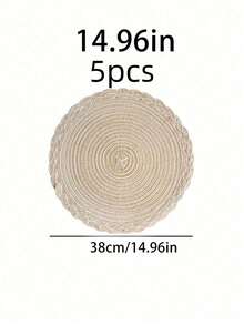1/5 piezas Mantel individual trenzado de cáñamo, posavasos redondo hecho a mano, alfombrilla aislante del calor