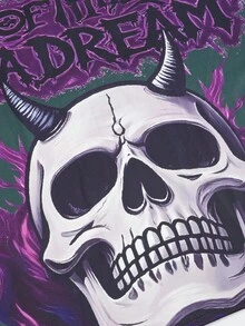 PAVTROS Camiseta de manga corta casual de hombre con estampado de calavera y letras, para verano - Verde Oscuro - Ver 7