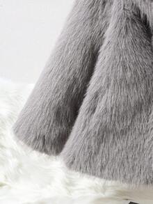 Elladie kids Tween Girl Grey Fuzzy Collar Jacket, Autumn/Winter Fall - Grey - View 4