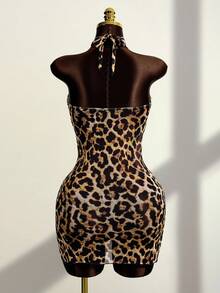 Zestiva Women's Sexy Positioning Leopard Print Backless Crossed Front Hem Skirt Cover-Up, Summer - Multicolor - View 2