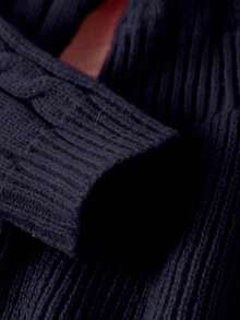 Elladie kids 女童（小）A字高领针织连衣裙 - 藏蓝色 - 查看 3