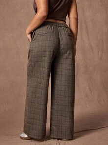 Rustia 大码女式格子优雅通勤高端百搭裤