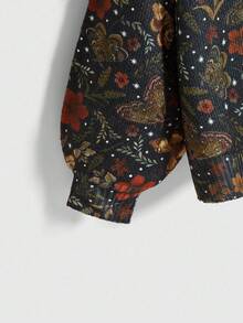 ROMWE Women's Fairycore Butterfly & Moth Floral All-Over Print Pullover Sweater - Brown - View 4
