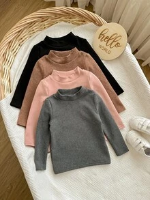 Áo len dài tay màu trơn đa năng thường ngày cho bé gái - Nhiều màu - Xem 3