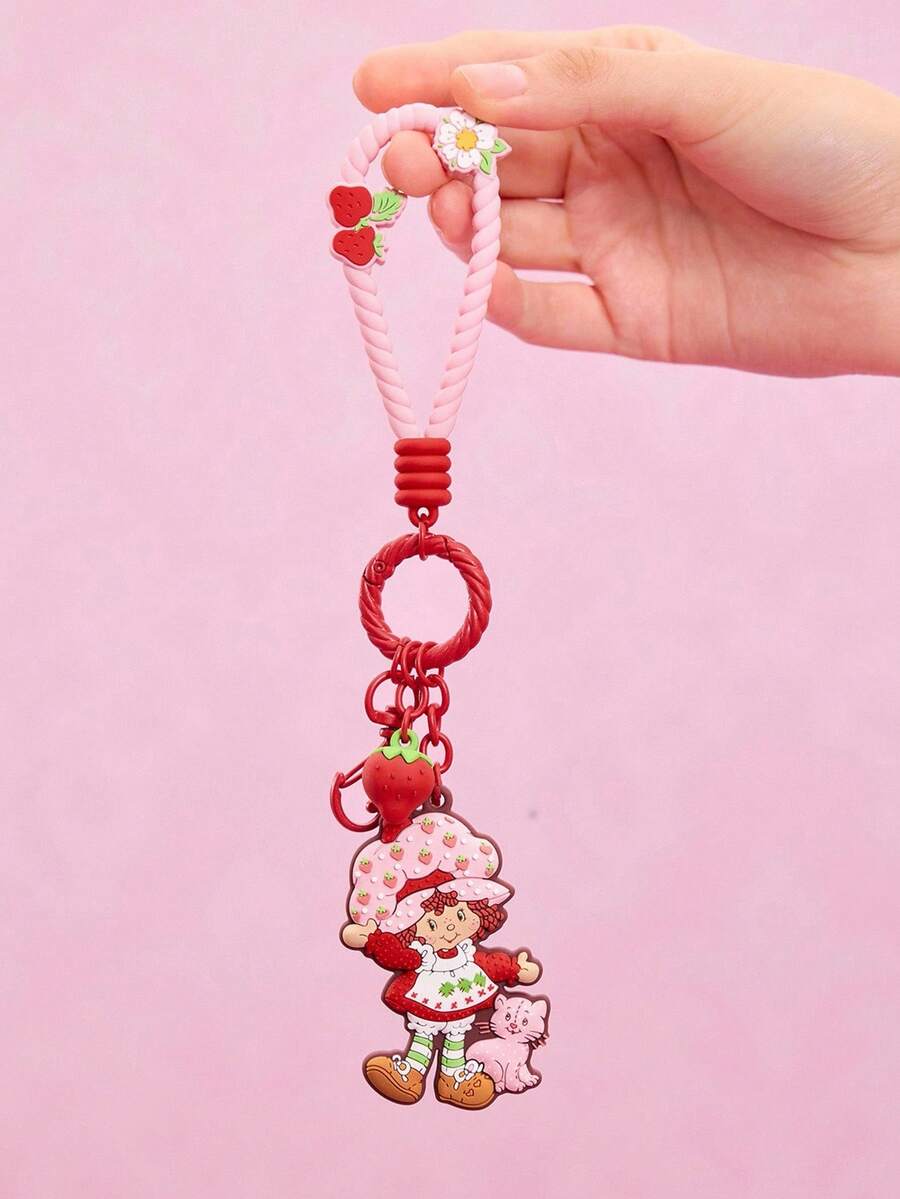Strawberry Shortcake X SHEIN 可爱卡通人物，草莓钥匙扣，包包挂件，礼物，送礼佳品 - 彩色 - 查看 1