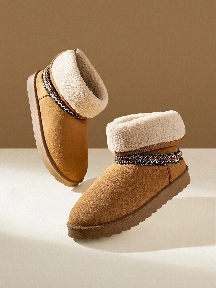 CUCCOO EASI Women's Flat Round Toe Low-Top Snow Boots For Winter