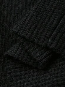 DAZY 女式撞色蕾丝镂空修身长袖毛衣，白色，春秋 - 黑色 - 查看 9