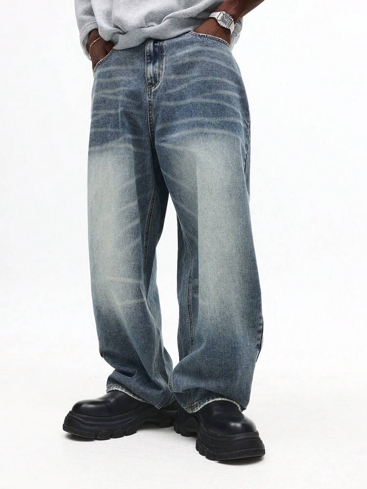 Wide Leg Baggy Denim Jeans With Relaxed Fit