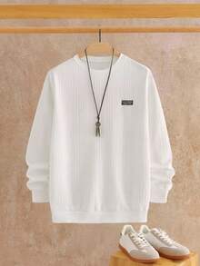HIMLAND Men's Casual Letter Graphic Crew Neck Long Sleeve Pullover Sweatshirt, Autumn Men Sweatshirt Men Tops Long Sleeve Men Tops Men S Long Sleeve T Shirts, For Fall Winter