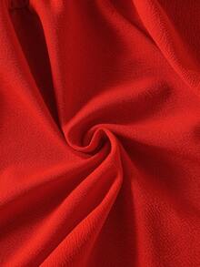 Sparklyn 女童可爱无袖中长连衣裙，蝴蝶结，褶皱面料，珍珠装饰，优雅派对、休闲装、夏季 - 紅色 - 查看 9